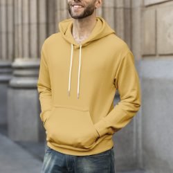 man in yellow hoodie streetwear men&rsquo;s apparel fashion